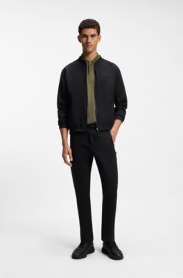 Porsche x BOSS zipper-up sweatshirt with embossed artwork, Black