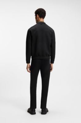 Porsche x BOSS zipper-up sweatshirt with embossed artwork, Black