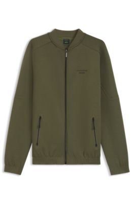 Porsche x BOSS zipper-up sweatshirt with embossed artwork, Light Green