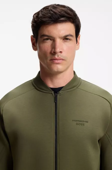 Porsche x BOSS zipper-up sweatshirt with embossed artwork