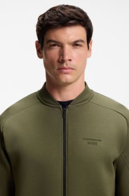 Porsche x BOSS zipper-up sweatshirt with embossed artwork, Light Green