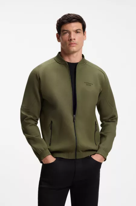 Porsche x BOSS zipper-up sweatshirt with embossed artwork