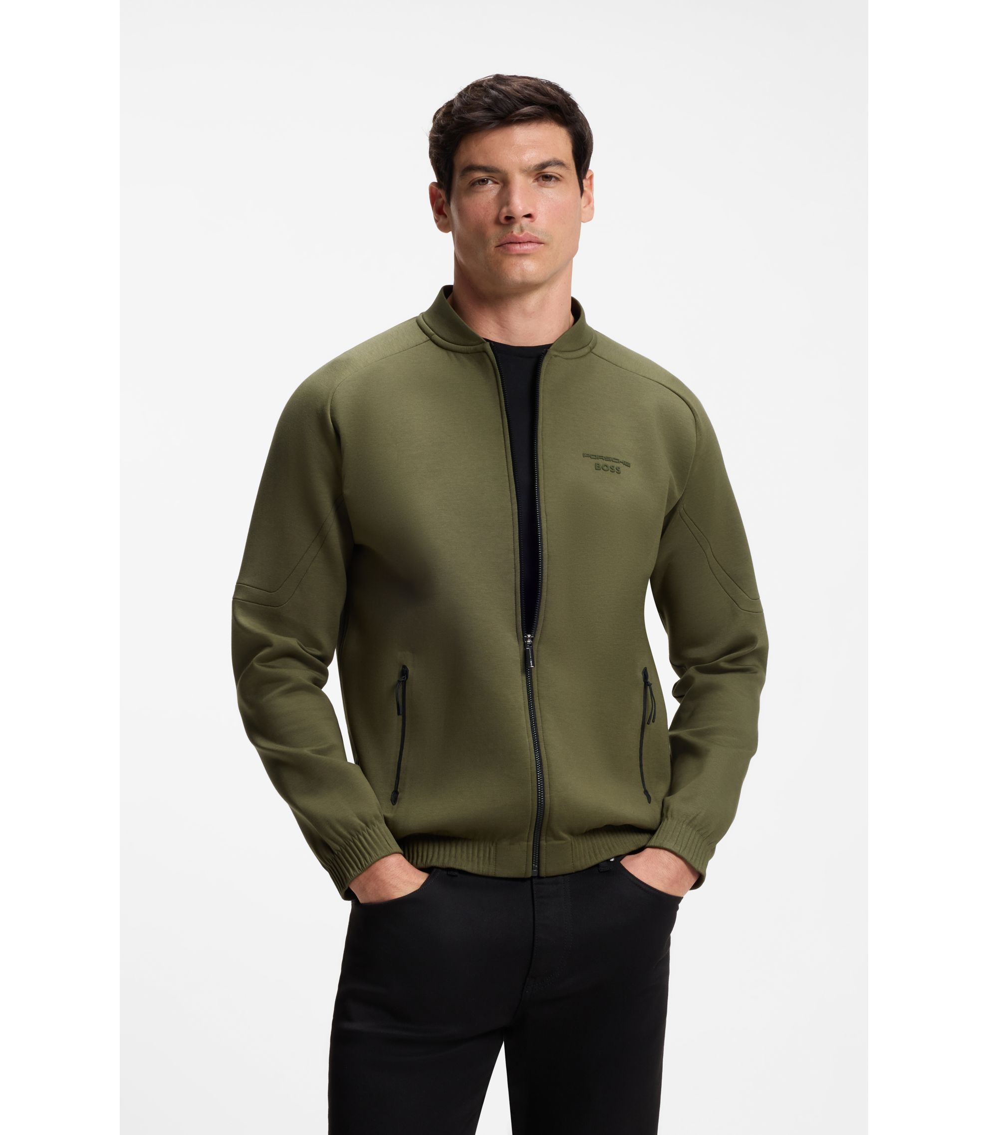 hugo boss PORSCHE ボス　ポルシェ　ブルゾン　ジャンパー　M BOSS - Porsche x BOSS zipper-up sweatshirt with embossed artwork