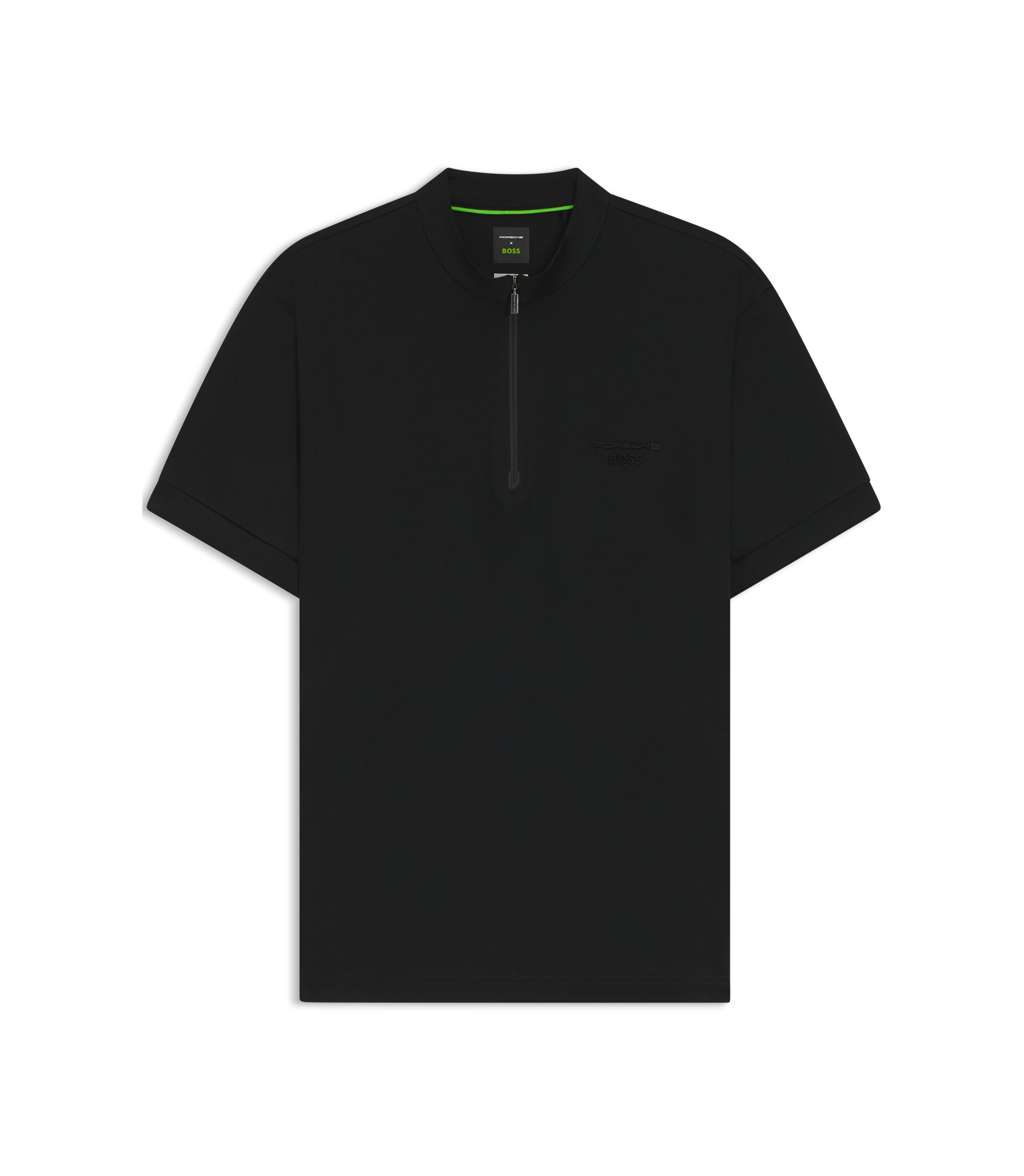 BOSS - Porsche x BOSS zipper-neck polo shirt in cotton - Black