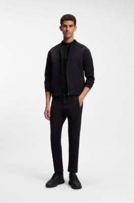 Porsche x BOSS zipper-neck polo shirt in cotton, Black