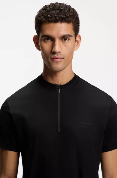 Porsche x BOSS zipper-neck polo shirt in cotton