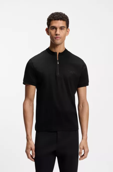 Porsche x BOSS zipper-neck polo shirt in cotton
