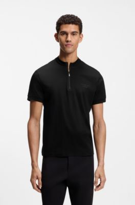 Polo Porsche x BOSS con cuello con cremallera en algod&oacute;n, Negro