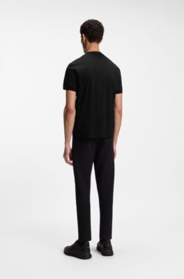 Porsche x BOSS zipper-neck polo shirt in cotton, Black