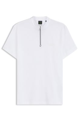 Polo Porsche x BOSS con cuello con cremallera en algod&oacute;n, Blanco