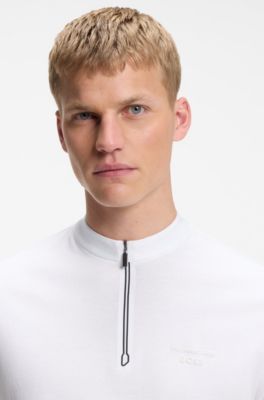 Polo Porsche x BOSS con cuello con cremallera en algod&oacute;n, Blanco