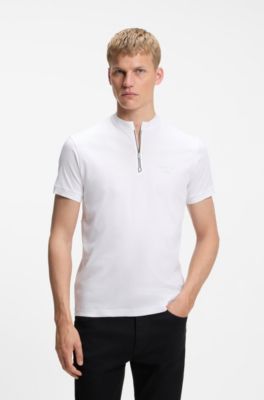 Polo Porsche x BOSS con cuello con cremallera en algod&oacute;n, Blanco