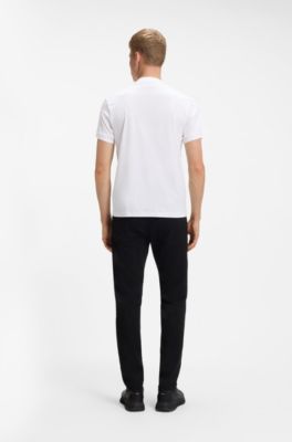 Polo Porsche x BOSS con cuello con cremallera en algod&oacute;n, Blanco