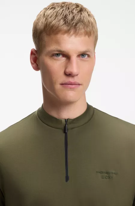 Porsche x BOSS zipper-neck polo shirt in cotton