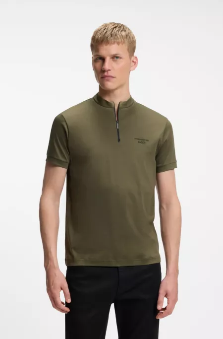 Porsche x BOSS zipper-neck polo shirt in cotton