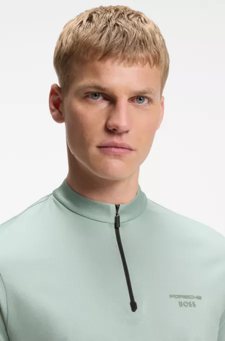 Porsche x BOSS zipper-neck polo shirt in cotton