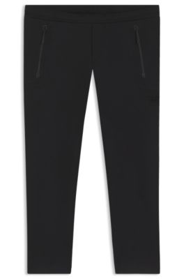 Porsche x BOSS track pants with tonal reflective branding, Black