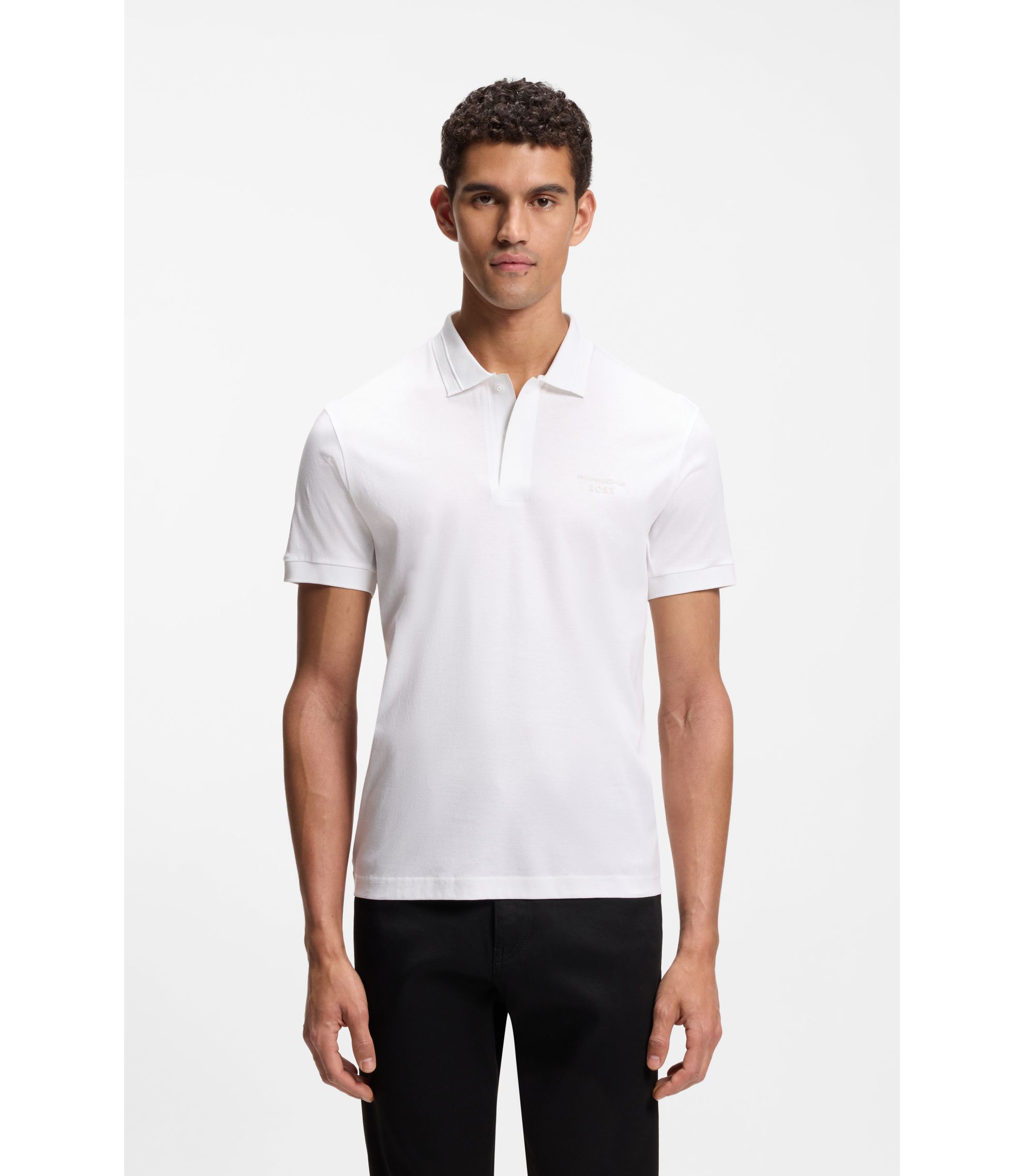 BOSS - Porsche x BOSS polo shirt in mercerized cotton - White