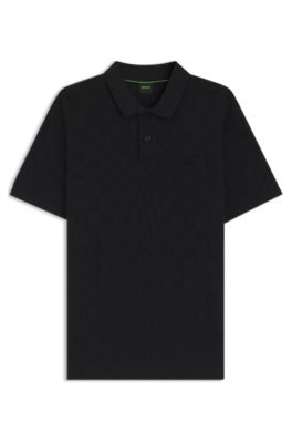 Porsche x BOSS polo shirt in jacquard-patterned cotton, Black