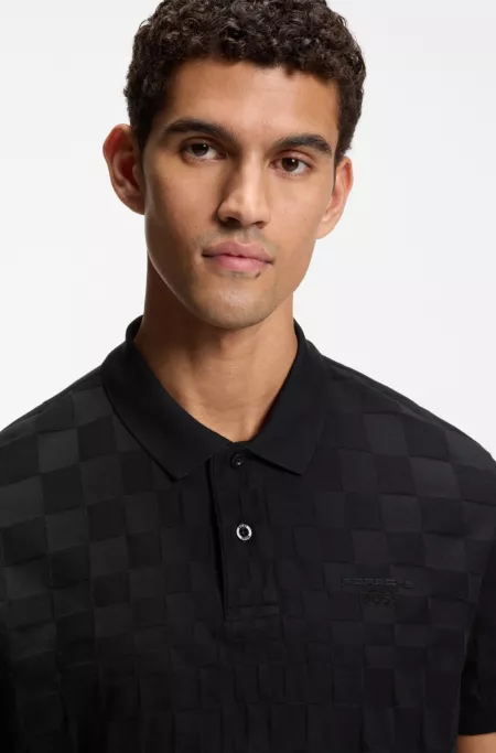 Porsche x BOSS polo shirt in jacquard-patterned cotton