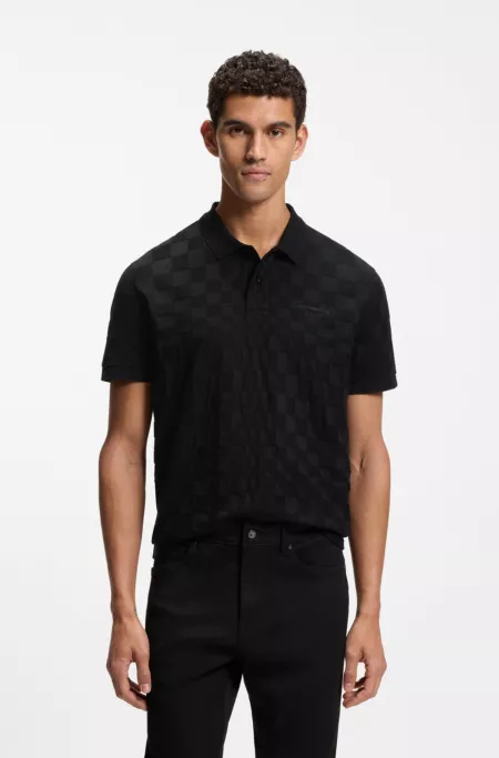 Porsche x BOSS polo shirt in jacquard-patterned cotton