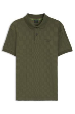 Porsche x BOSS polo shirt in jacquard-patterned cotton, Light Green