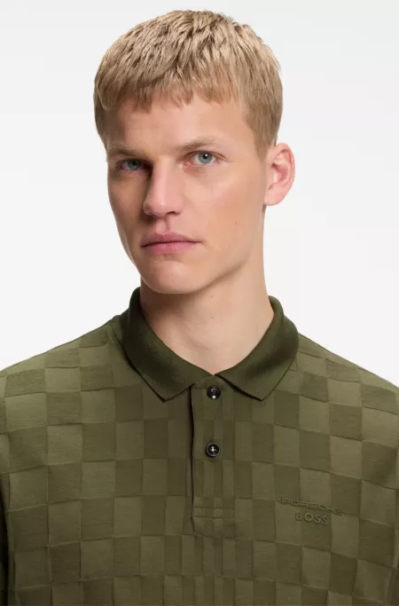 Porsche x BOSS polo shirt in jacquard-patterned cotton