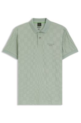 Polo Porsche x BOSS en coton &agrave; motif jacquard, Chaux