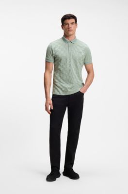 Porsche x BOSS polo shirt in jacquard-patterned cotton, Light Green