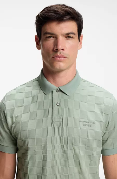 Porsche x BOSS polo shirt in jacquard-patterned cotton