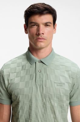 Porsche x BOSS polo shirt in jacquard-patterned cotton, Light Green