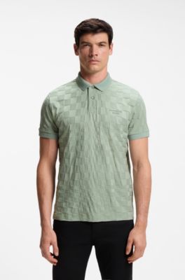 Porsche x BOSS polo shirt in jacquard-patterned cotton, Light Green
