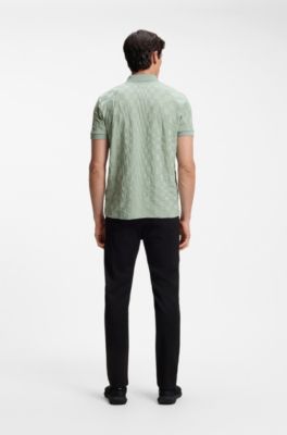 Porsche x BOSS polo shirt in jacquard-patterned cotton, Light Green