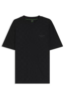 Camiseta Porsche x BOSS relaxed fit en jacquard de algod&oacute;n, Negro
