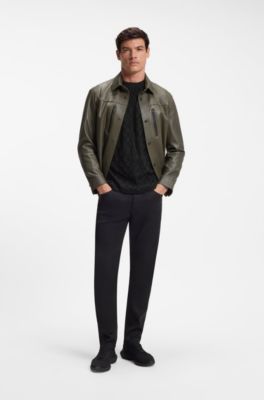 Camiseta Porsche x BOSS relaxed fit en jacquard de algod&oacute;n, Negro