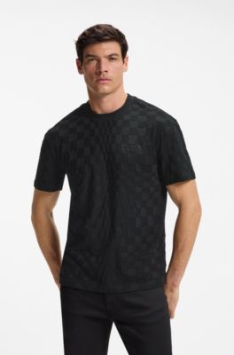 Camiseta Porsche x BOSS relaxed fit en jacquard de algod&oacute;n, Negro