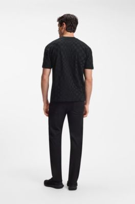 Camiseta Porsche x BOSS relaxed fit en jacquard de algod&oacute;n, Negro
