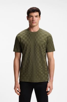T-shirt Porsche x BOSS coupe d&eacute;contract&eacute;e en jacquard de coton, Chaux