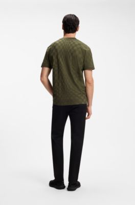 T-shirt Porsche x BOSS coupe d&eacute;contract&eacute;e en jacquard de coton, Chaux