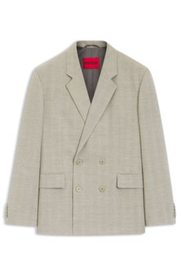 Modern-fit jacket with herringbone weave, Light Green