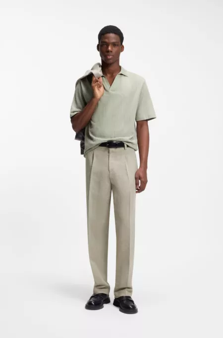 Modern-fit trousers with herringbone weave