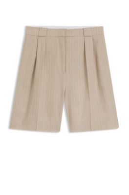 Short coupe d&eacute;contract&eacute;e en coton m&eacute;lang&eacute; &agrave; rayures tennis, Fantaisie