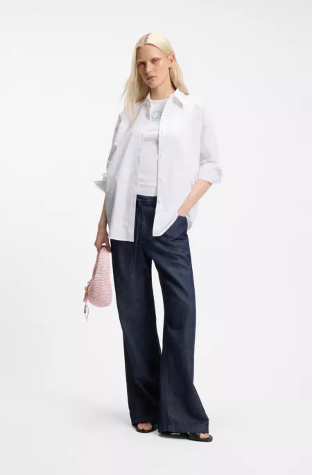 Oversized-fit blouse with burnout heart print