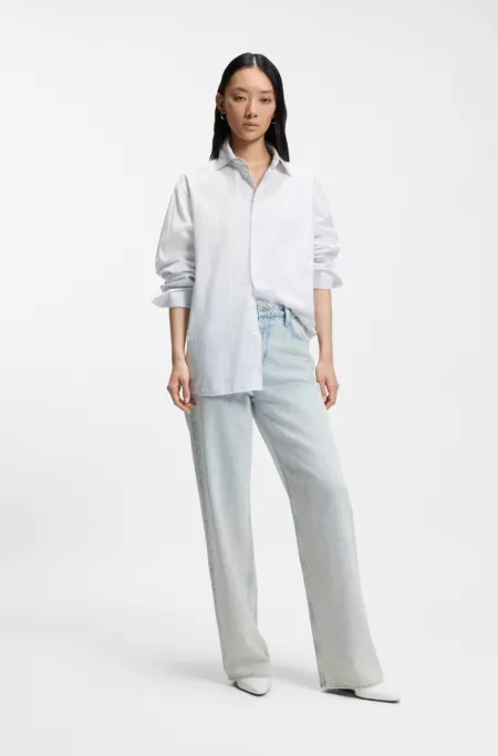 Striped relaxed-fit blouse in cotton canvas