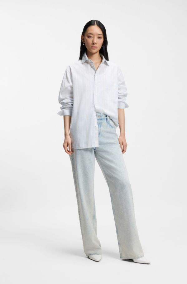 Striped relaxed-fit blouse in cotton canvas - image 2