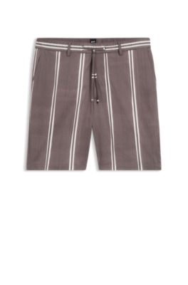 Short en coton stretch avec motif imprim&eacute;, Lilas
