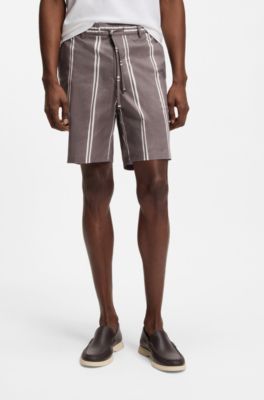 Short en coton stretch avec motif imprim&eacute;, Lilas