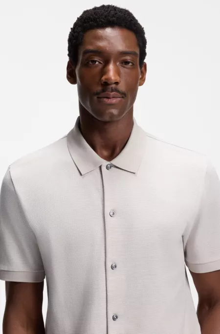 Regular-fit shirt in bubble-structure cotton