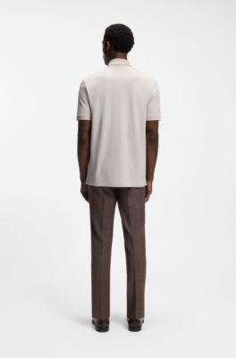 Camisa regular fit de algod&oacute;n con estructura entretejida de burbujas, Beige claro