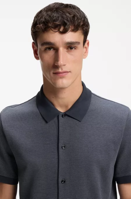 Regular-fit shirt in bubble-structure cotton